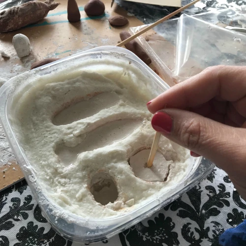 Insert toothpick into PermaStone mushroom and let it harden.